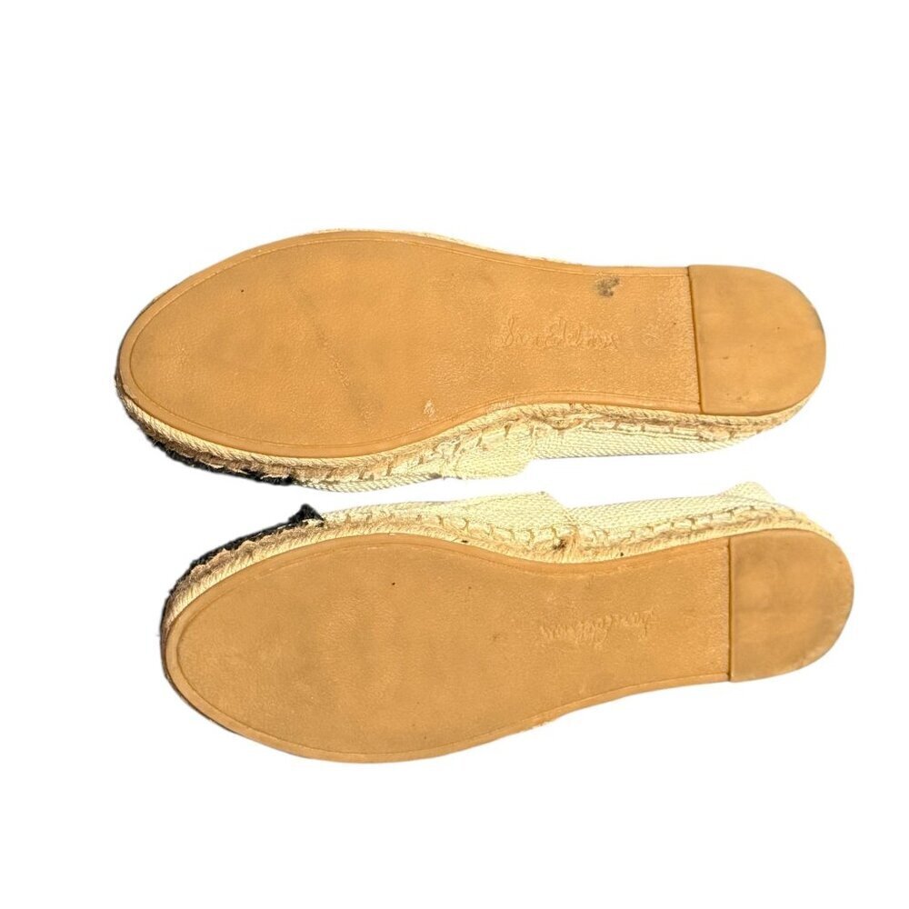 Womens Sam Edelman Espadrille Flats Beige & Black Frayed Edge Slip-On Size 7 - Picture 7 of 10